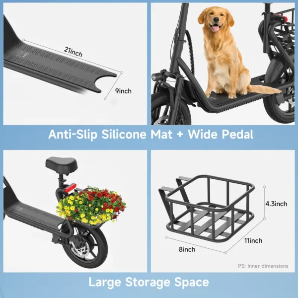 AOVOPRO ESBS 500W 14inch Commuter Electric Scooter with Seat &Carry Basket 22MPH - Image 2
